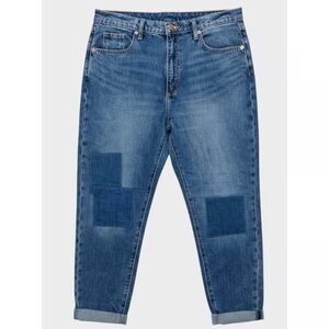 Universal Thread Boyfriend Jeans Womens 8/29R Blue Patchwork Tapered Cuff Denim